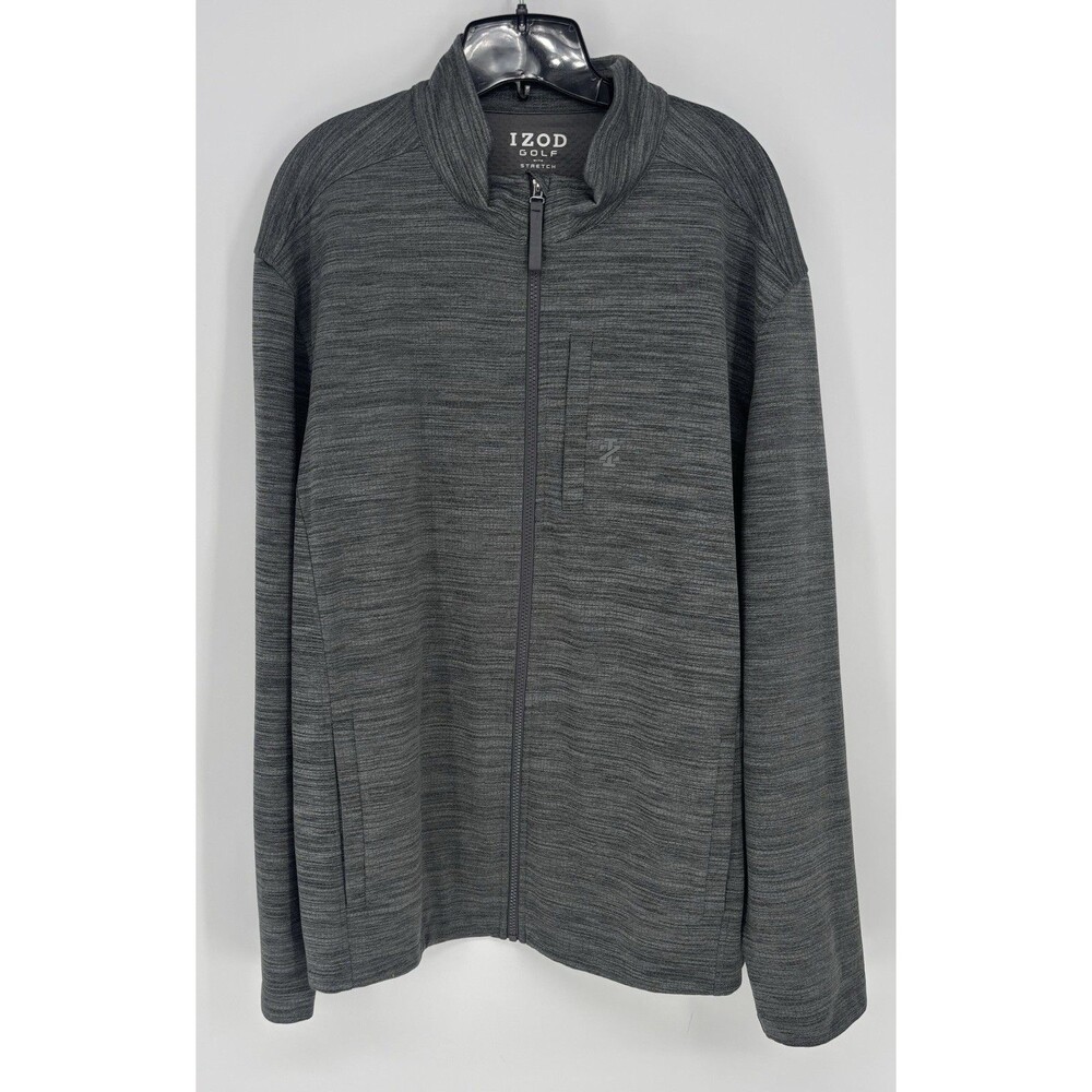 IZOD Golf Mens XXL Gray Heather Full Zip Stretch Performance Jacket Pockets